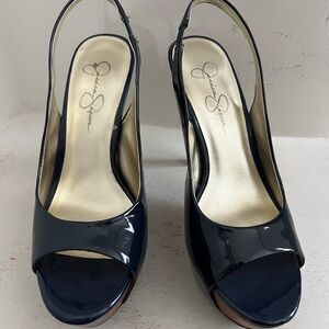 Jessica Simpson Midnight Blue Leather Heels